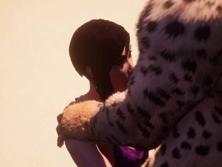 Tall Girl in Heels Fucks with Huge Cock Furry Tiger Yiff PoV 3D Hentai