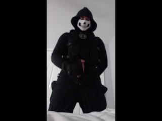 Ghost cosplayer can't stop himself from cumming