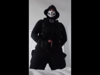 Ghost cosplayer can't stop himself from cumming