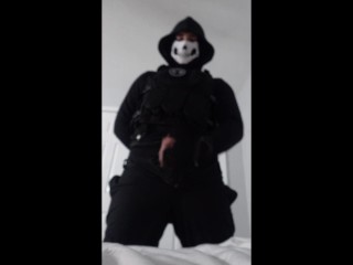 Ghost cosplayer can't stop himself from cumming