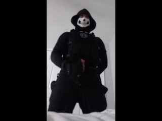 Ghost cosplayer can't stop himself from cumming