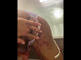 Hot TGirl Twerks her fat Ass and Cums with her Birthday Cake on her