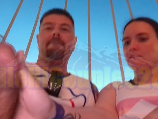 Getting the pierced cock played with in public on the ferris wheel at Six Flags | MileHiCouple5280