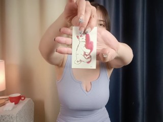 Sexy busty beauty tries out temporary cute kitten tattoo - ASMR