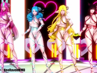 [MMD]AOA - Short Hair (Xayah/Soraka/Gwen/Ahri) [Fixed Cam Strip ver.] League of Legends