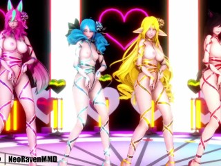 [MMD]AOA - Short Hair (Xayah/Soraka/Gwen/Ahri) [Fixed Cam Strip ver.] League of Legends