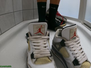 Yoghurt, Nike Jordan 4, Adidas Neo shoes and black nike Socks (Cam2)