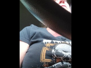 Hot American Milf public masturbation session at the gas station