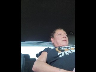 Hot American Milf public masturbation session at the gas station