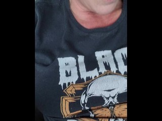 Hot American Milf public masturbation session at the gas station