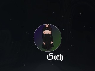 Goth girl flashing tits and pussy whenever she can