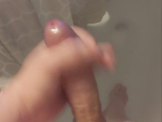 Wanking my Heavy Dick in the shower until thick cum shoots!