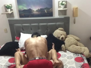 passionate kisses and rubbing my penis over my girl's pussy