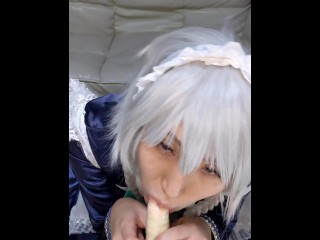 Maid's blow job service. touhou sakuya cos