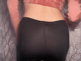 Cumshot on my clothes, wetting pants and golden shower. Getting showered with clothes on