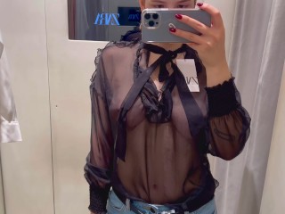 Sexy See Through Try on Haul Hard nipples