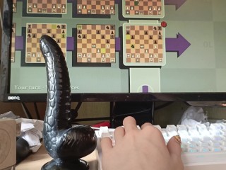 Trans girl plays Bongcloud Opening in 5D Chess and jumps on dildo