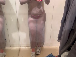 See Through Dresses Try on Haul in the changing room 18+