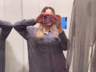 See Through Dresses Try on Haul in the changing room 18+