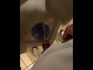 Loud public restroom pissing messy people around desperate almost wet