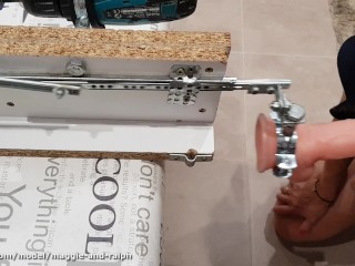 Cheap Homemade Fucking Machine built from parts from the garage