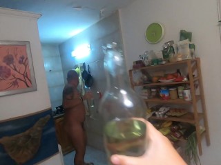 We're drinking each other's piss from bottle, she drank nearly a liter
