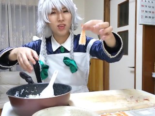 sakuya touhou cos making sushi