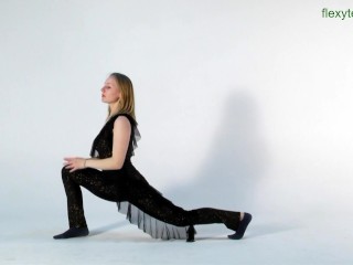 Sofya Belaya staggers with elegant stretching in the video