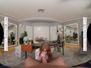 Would you fuck your big tit redhead boss to get ahead? Of course you would, it's Naughty America!