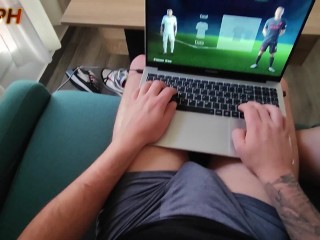 My Step Sister won't let me Play FIFA because she wants to play with my DICK. Big Tits