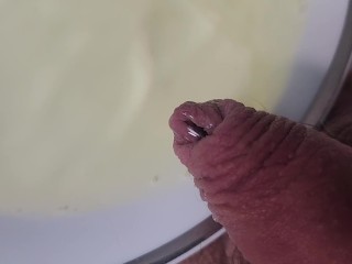 Pissing on a plate and spilled on my bedsheet