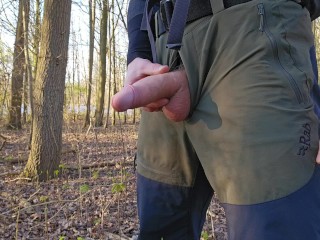 Horny Hiker With Thick Cock Urinates And Masturbates In The Woods!