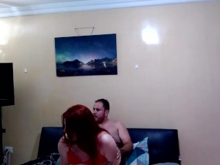 She rode on my husband's big cock on the couch