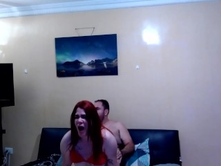 She rode on my husband's big cock on the couch