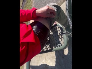 At the park pt.2( short leather skirt)