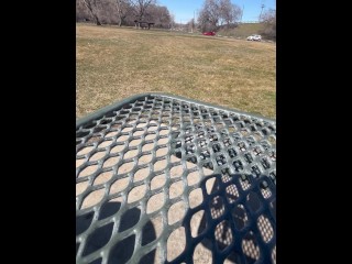 At the park pt.2( short leather skirt)