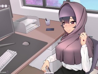 TSUNDERE MILFIN [HENTAI game] a colleague lifted her hijab to make it cooler