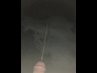 Foggy Nude Piss off a Bridge in -23 temp