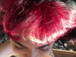 Ahegao Aurora Anarchy Cross Eyed Goth Emo with Big Dick on Face!