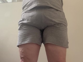 Rewetting grey shorts - Front and back view!