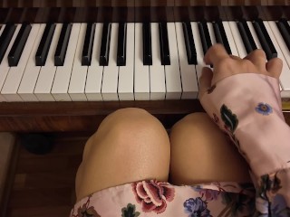 Piano lesson for a foot fetishist (my slave student sniffs socks, sniffs feet, bare feet) lesson 1