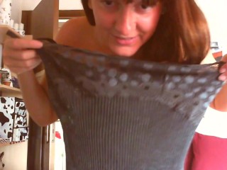 Beautiful Italian stepmother masturbates with her wet pantyhose full of juices