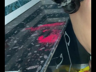 Desi Aunty fucked in the kitchen on Holi Festival real Hindi Audio