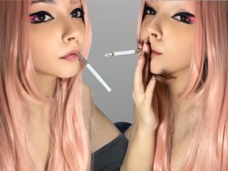 Pink Hair Egirl smoking with her stepdad before sex (full vid on my 0nlyfans/ManyVids)