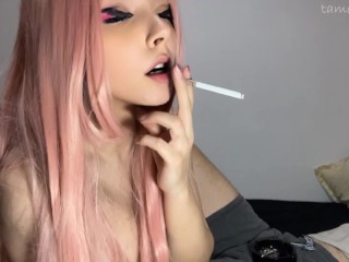 Pink Hair Egirl smoking with her stepdad before sex (full vid on my 0nlyfans/ManyVids)