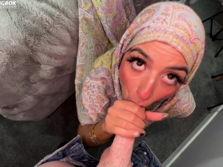 Hijabi Aaliyah shows off her lingerie and gets a massive facial