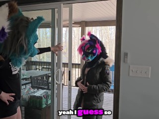 Whore-Dash Ep.1: Femboy Gets To Bend Over And Fuck Two Tight Furry Girls Spitroast Style (Raw)