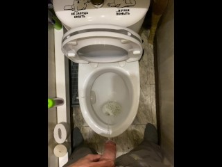 The guy pissed very loudly in the toilet POV 4K