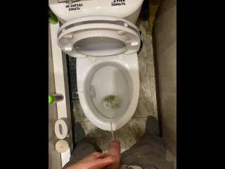 The guy pissed very loudly in the toilet POV 4K