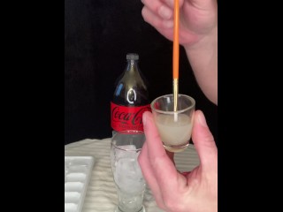 Cum & Coke - 2 - my Wife Told me to make a cum Drink, I Paint with,  Play and Drink my Jizz